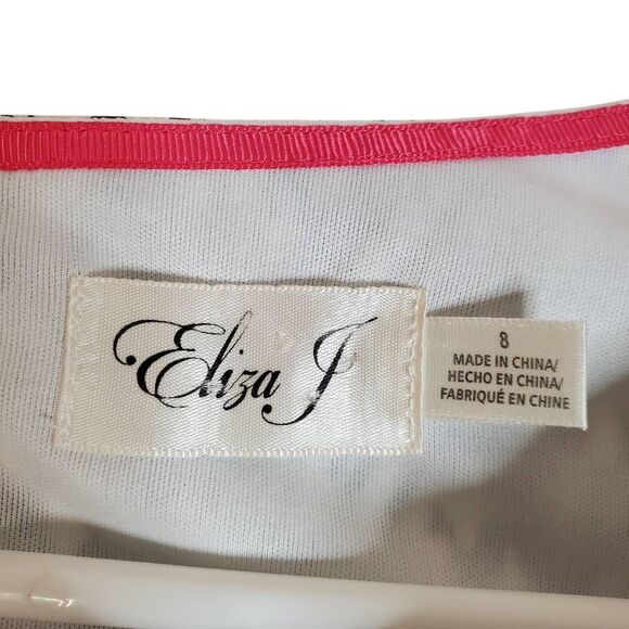 Eliza J Short Sleeve Abstract Navy and White Print Dress Color Block Pink Size 8 - Picture 7 of 14